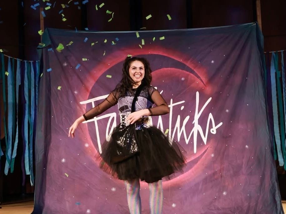 Sarah Fountain on stage at her performance of the Fantasticks.