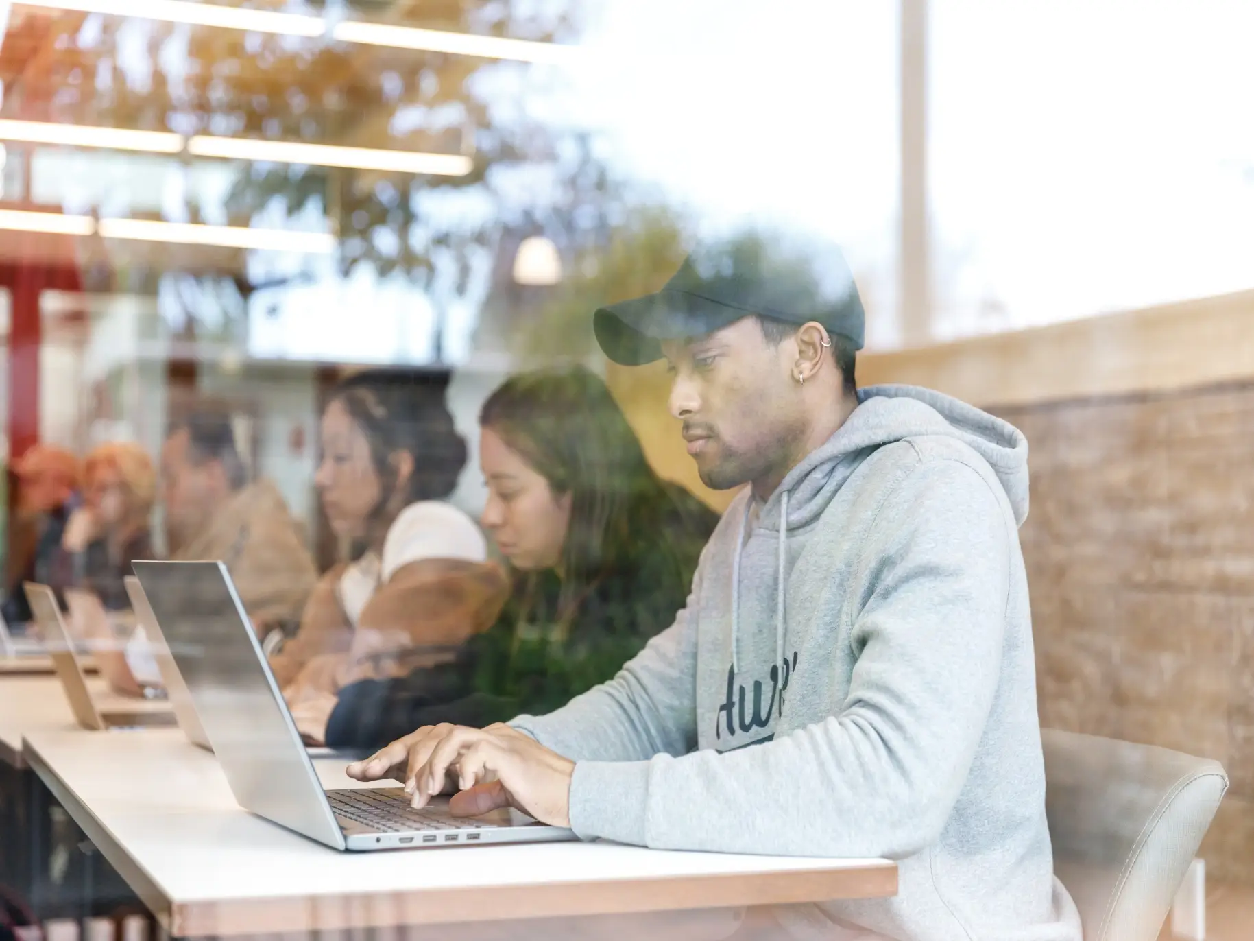 Student working on a laptop