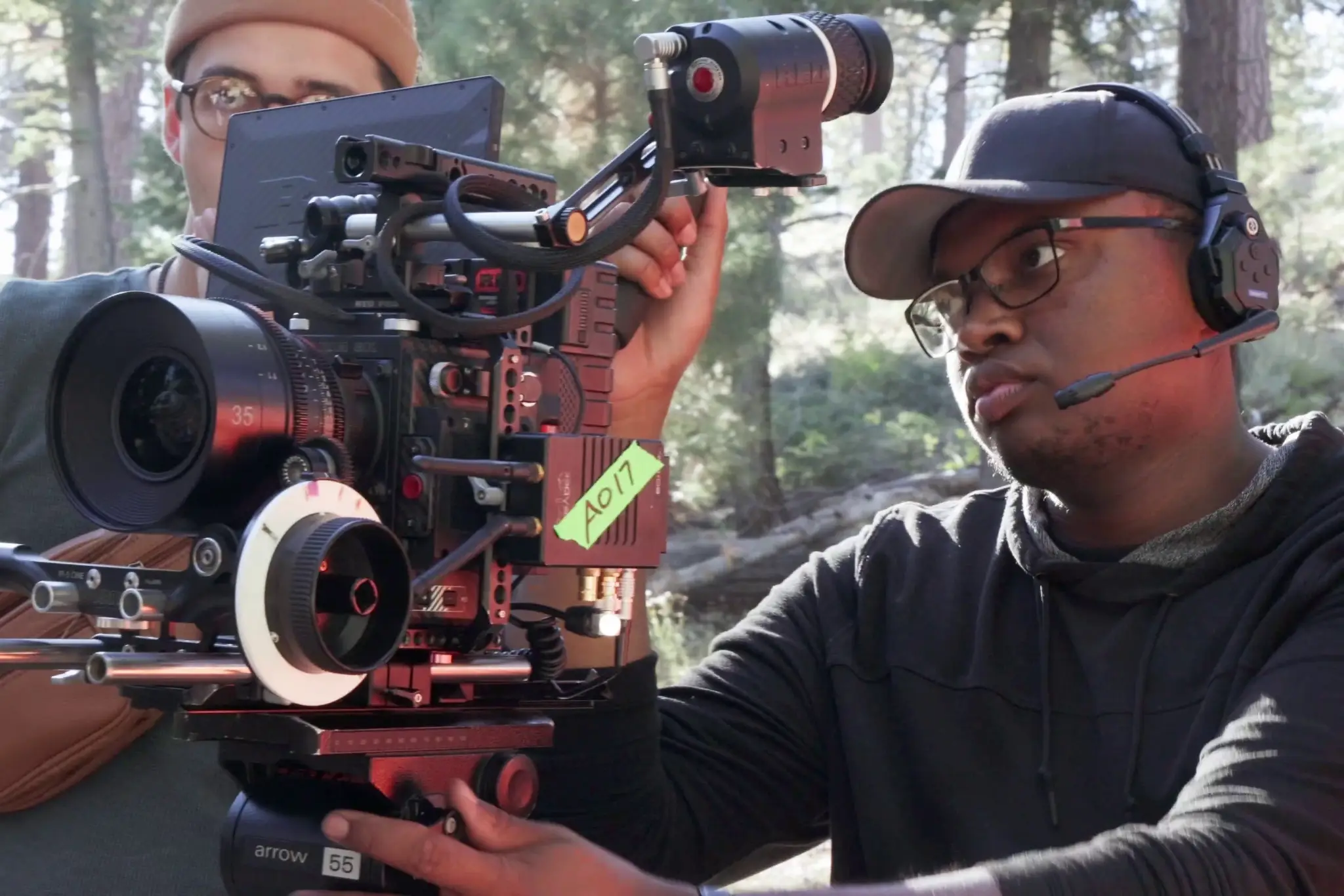 students using a camera during cinematic arts class