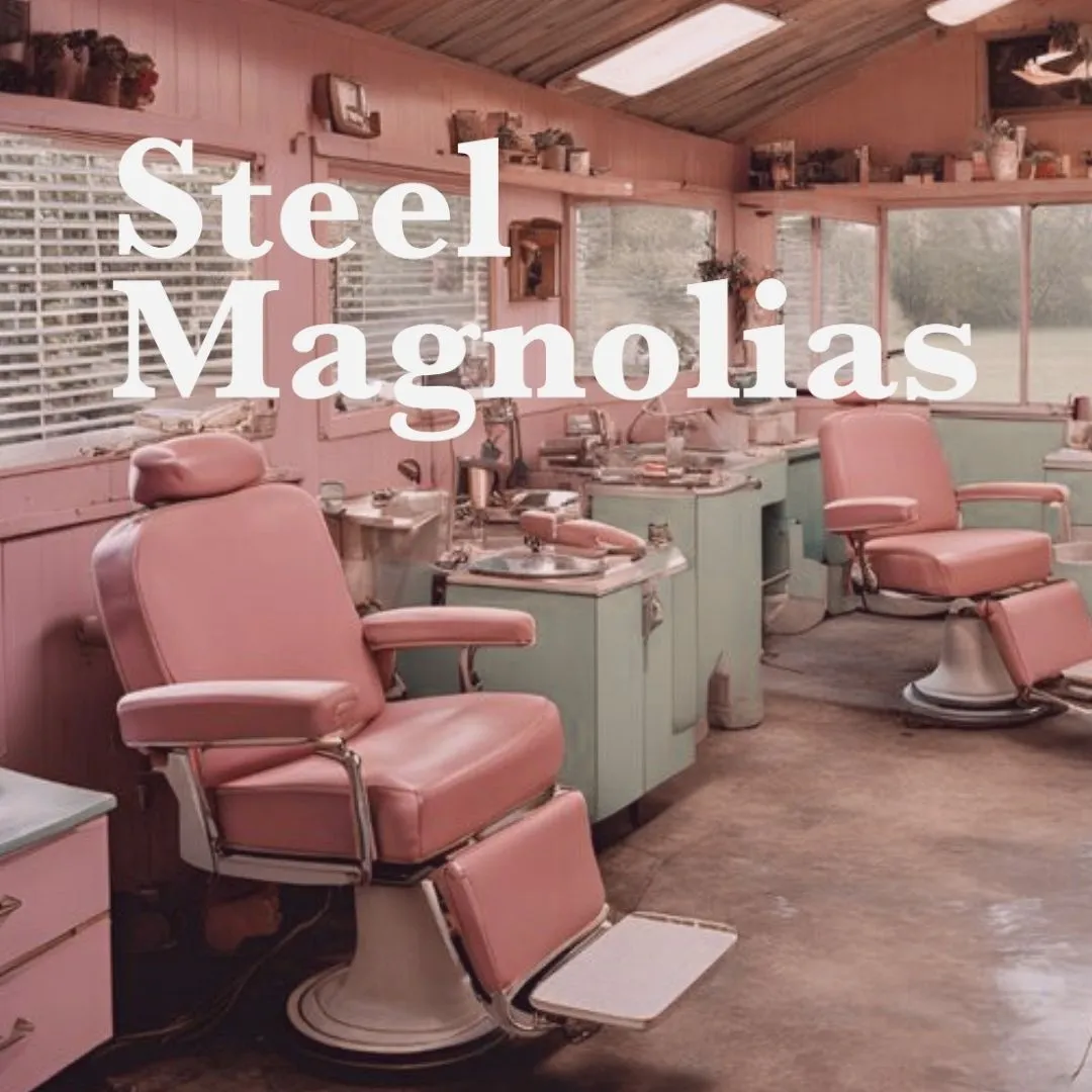 Interior of a retro pink-silhouetted barbershop