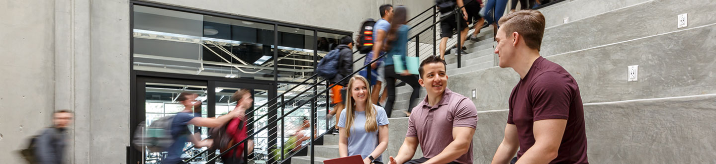 Students sitting on stairs
