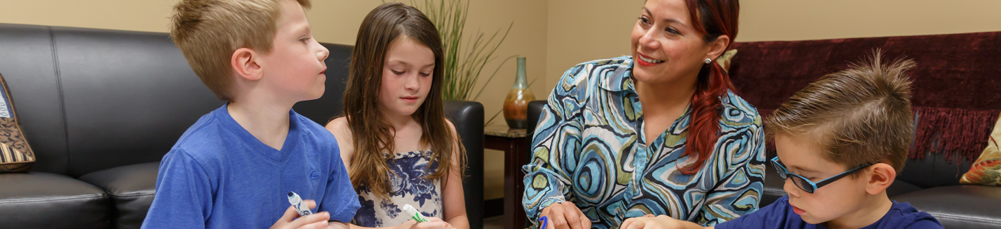 Social worker with children