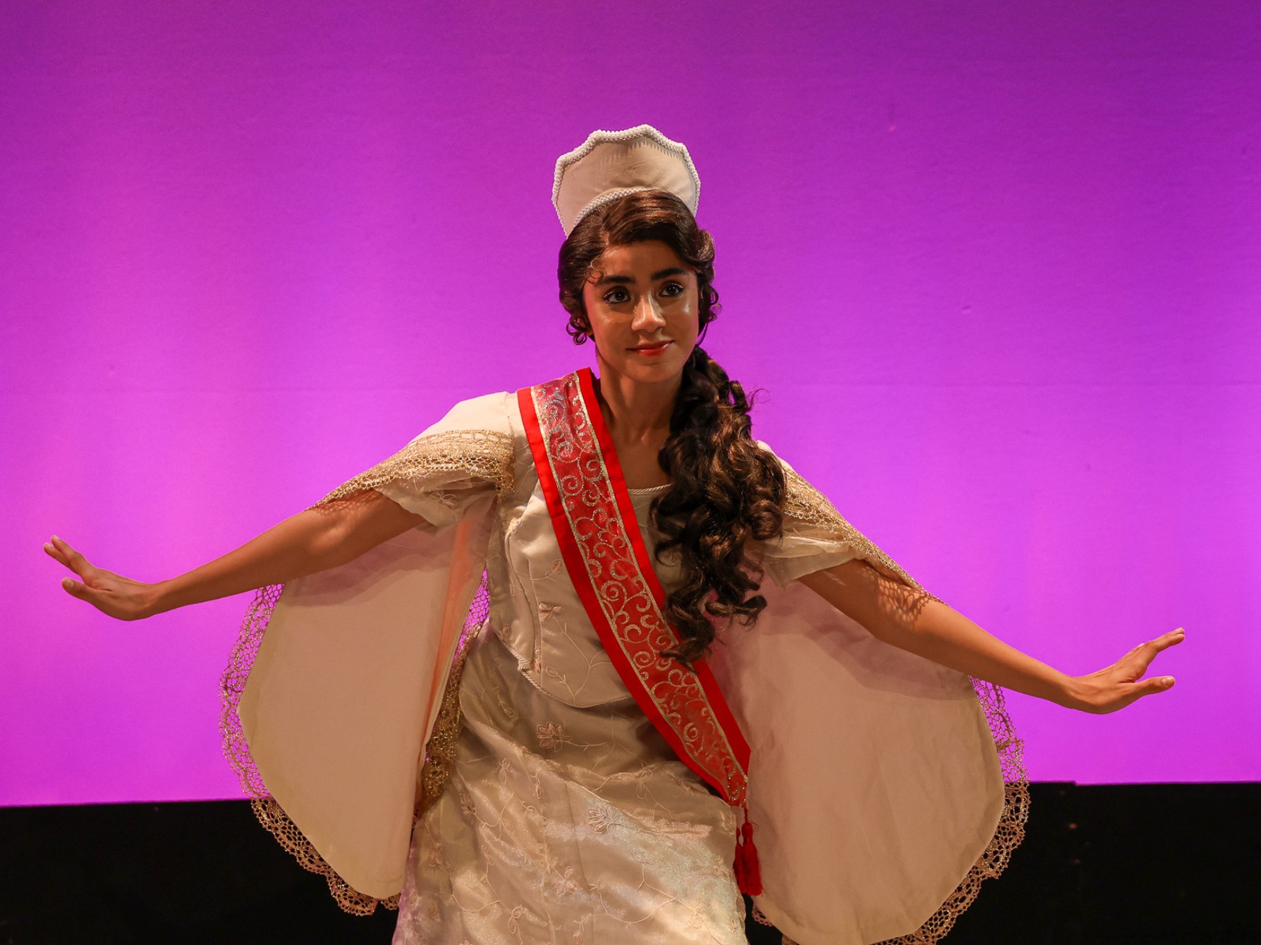 An actress poses for the play Anastasia