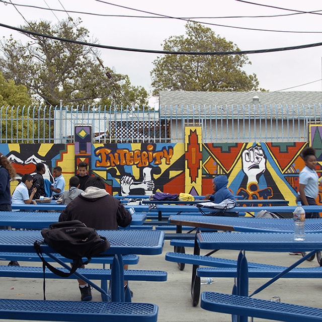 Outdoor lunch seating area